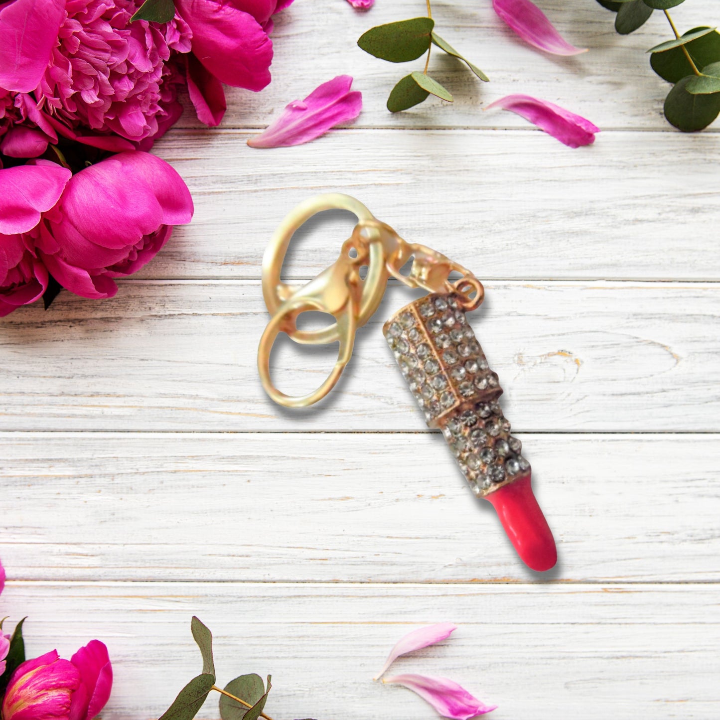 Fashion Glam Rhinestone Lipstick Keychain