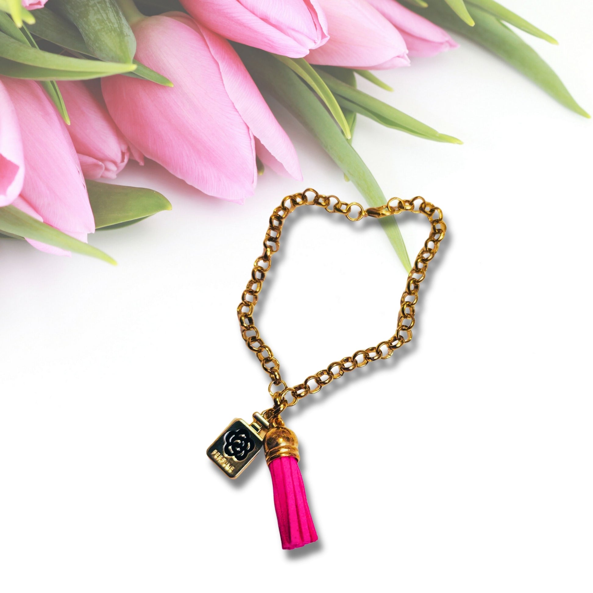 Pink Perfume Charm Bracelet