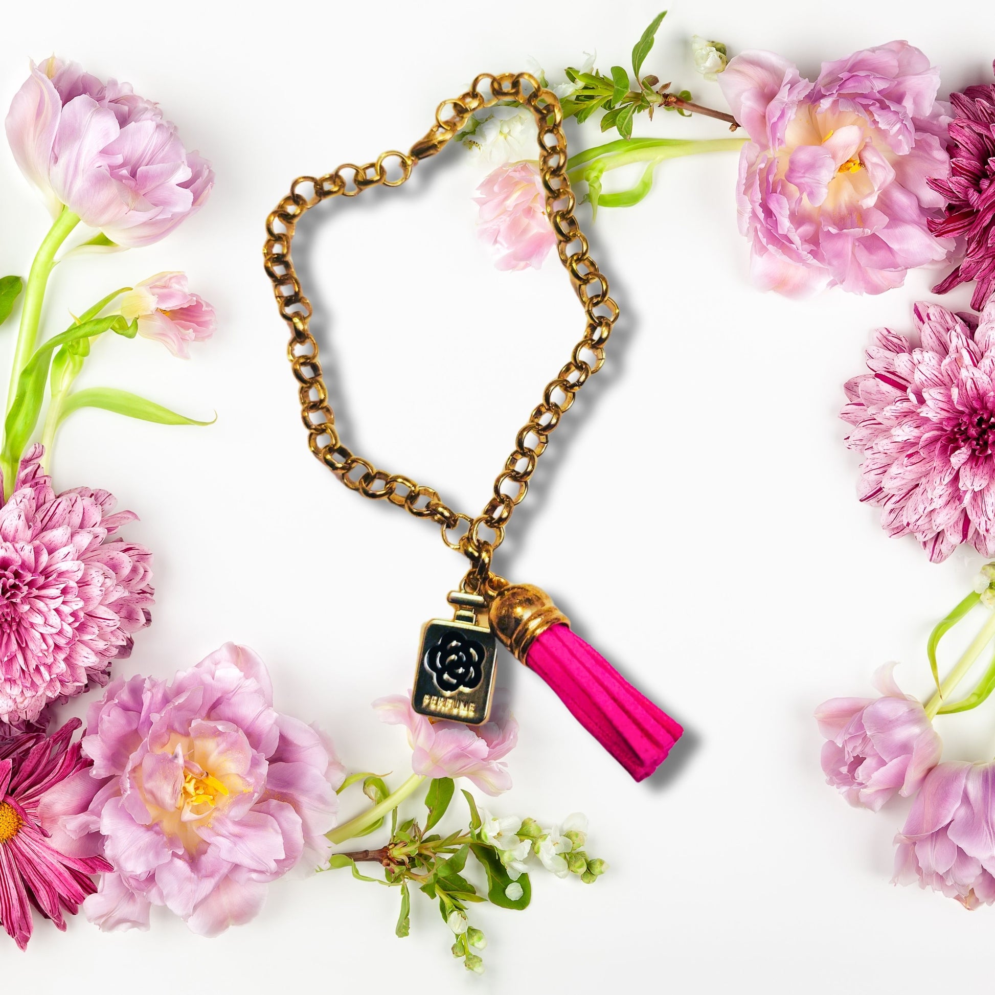 Pink Perfume Charm Bracelet