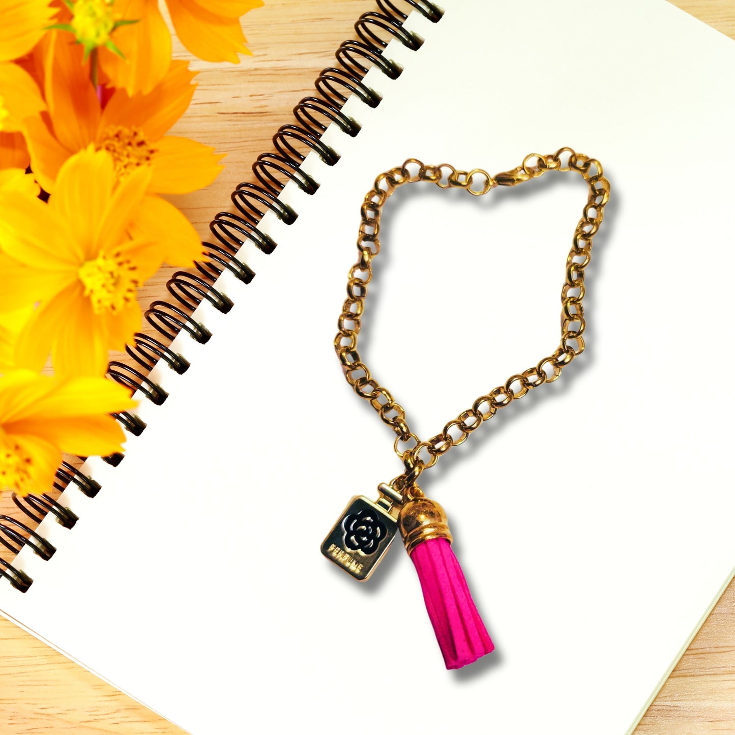 Pink Perfume Charm Bracelet