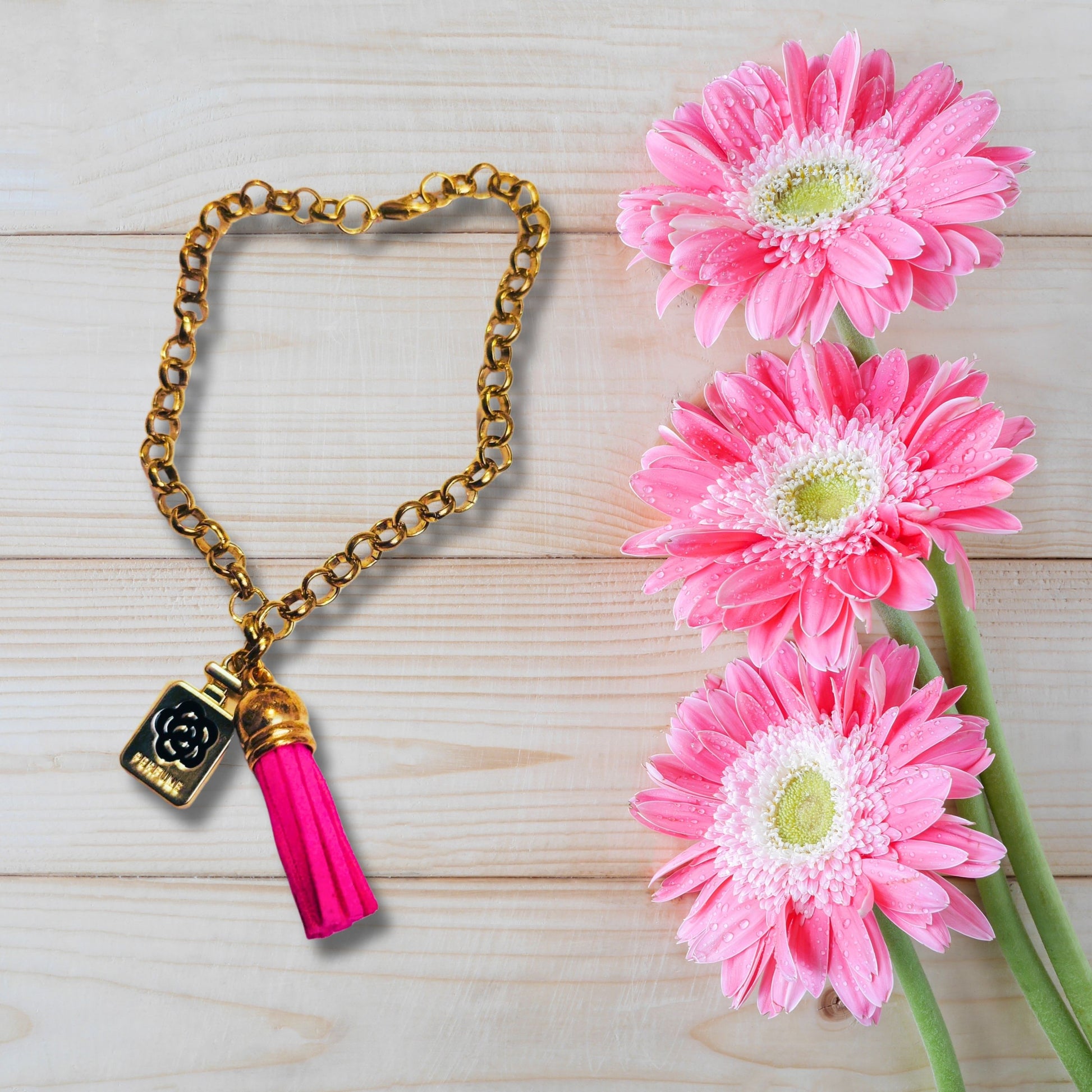 Pink Perfume Charm Bracelet