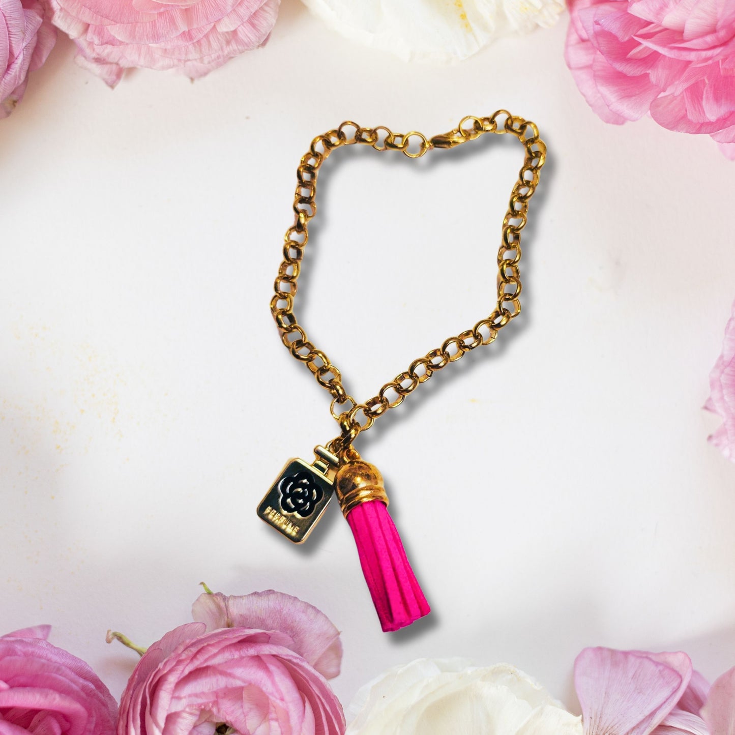 Pink Perfume Charm Bracelet