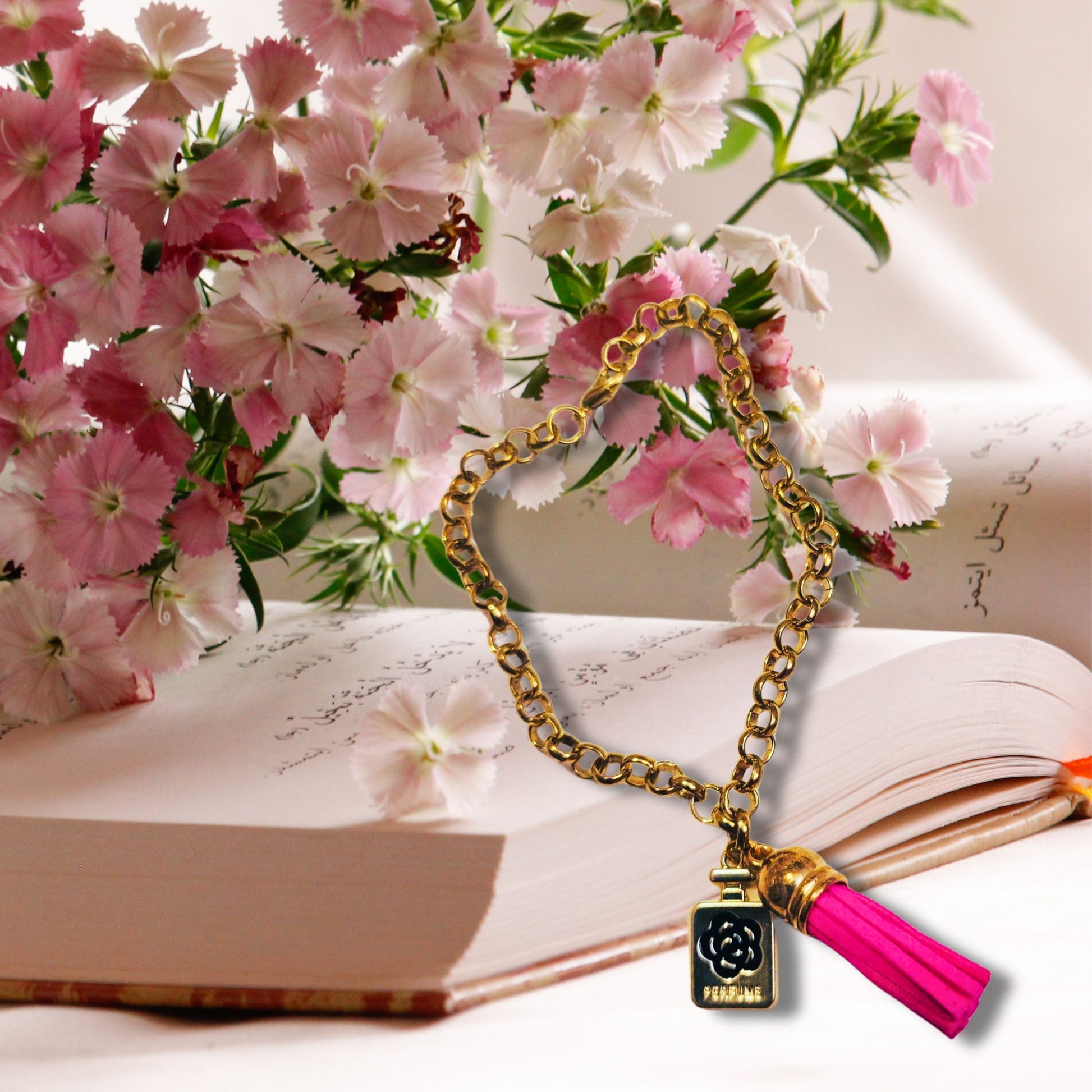 Pink Perfume Charm Bracelet