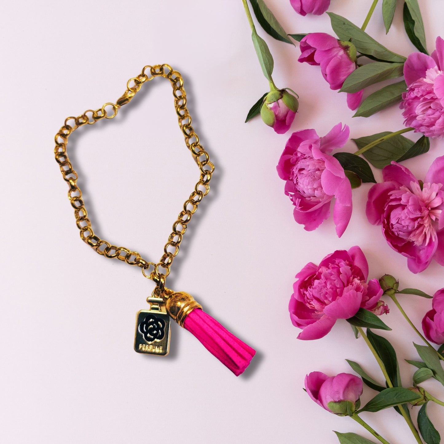 Pink Perfume Charm Bracelet