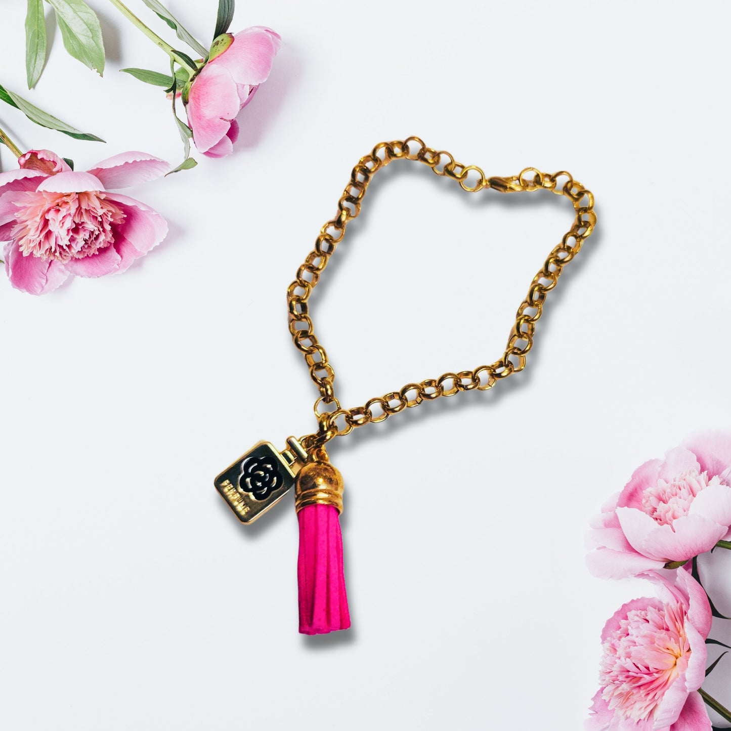 Pink Perfume Charm Bracelet