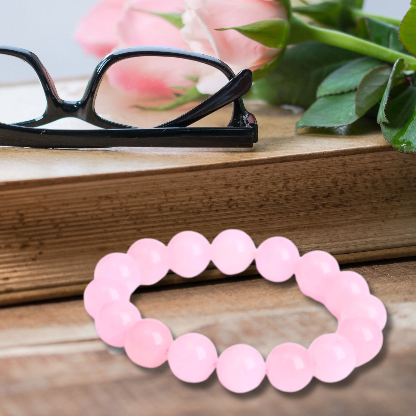 Natural Healing Pure Rose Quartz Stretch Bracelet4