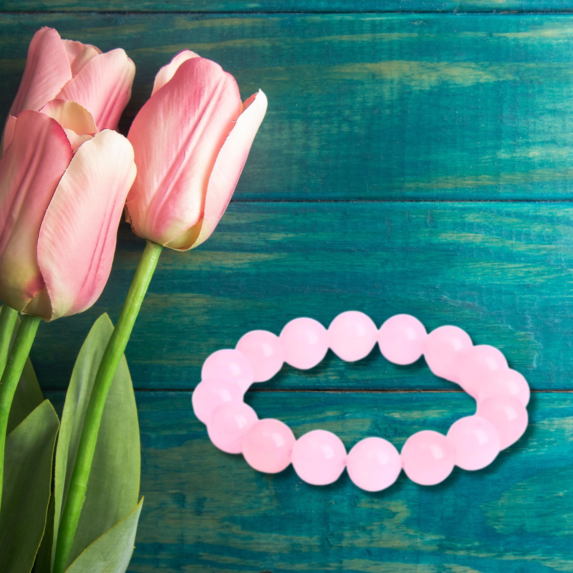 Natural Healing Pure Rose Quartz Stretch Bracelet