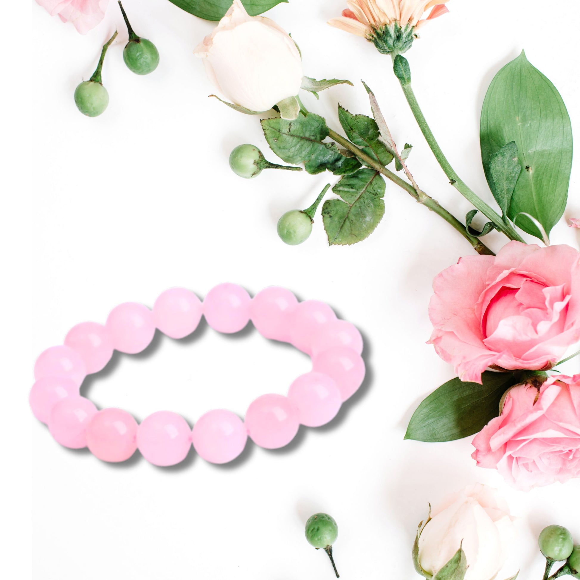 Natural Healing Pure Rose Quartz Stretch Bracelet