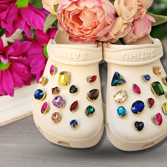 Crocs Charms Gold Claw Rainbow Glass Rhinestone Shoe Charms