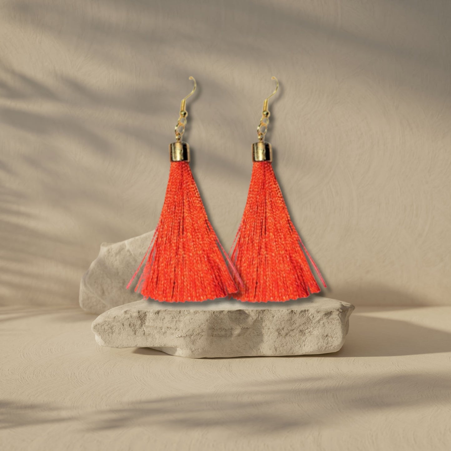 Red Tassel Fringe Earrings