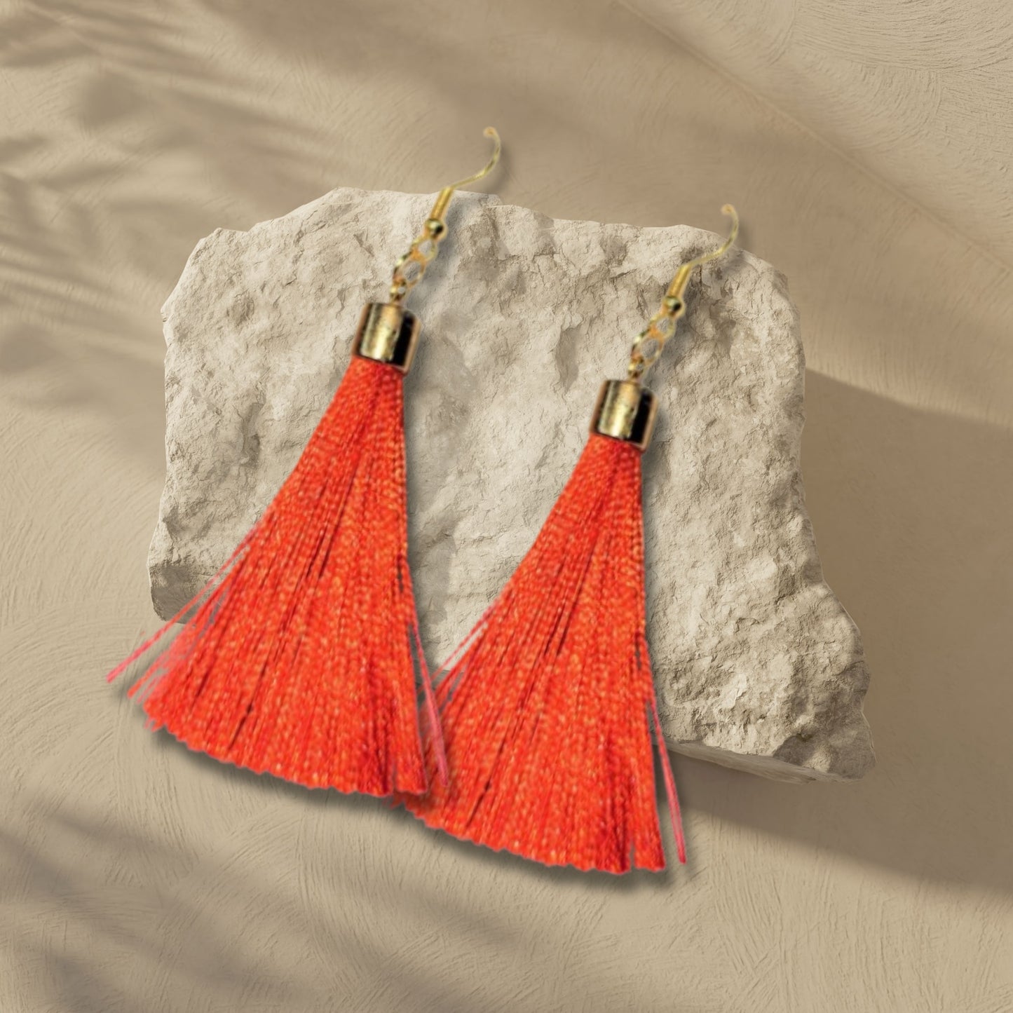 Red Tassel Fringe Earrings