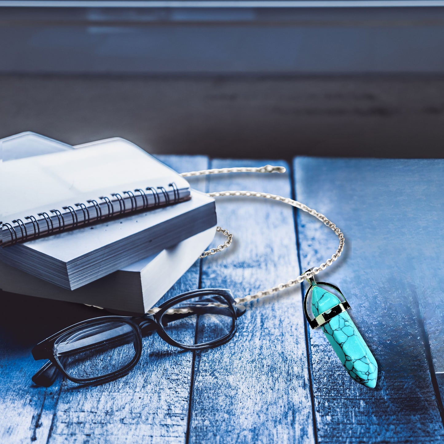 Natural Healing Turquoise Silver Plated Necklace