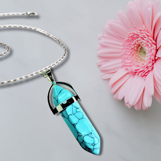 Natural Healing Turquoise Silver Plated Necklace