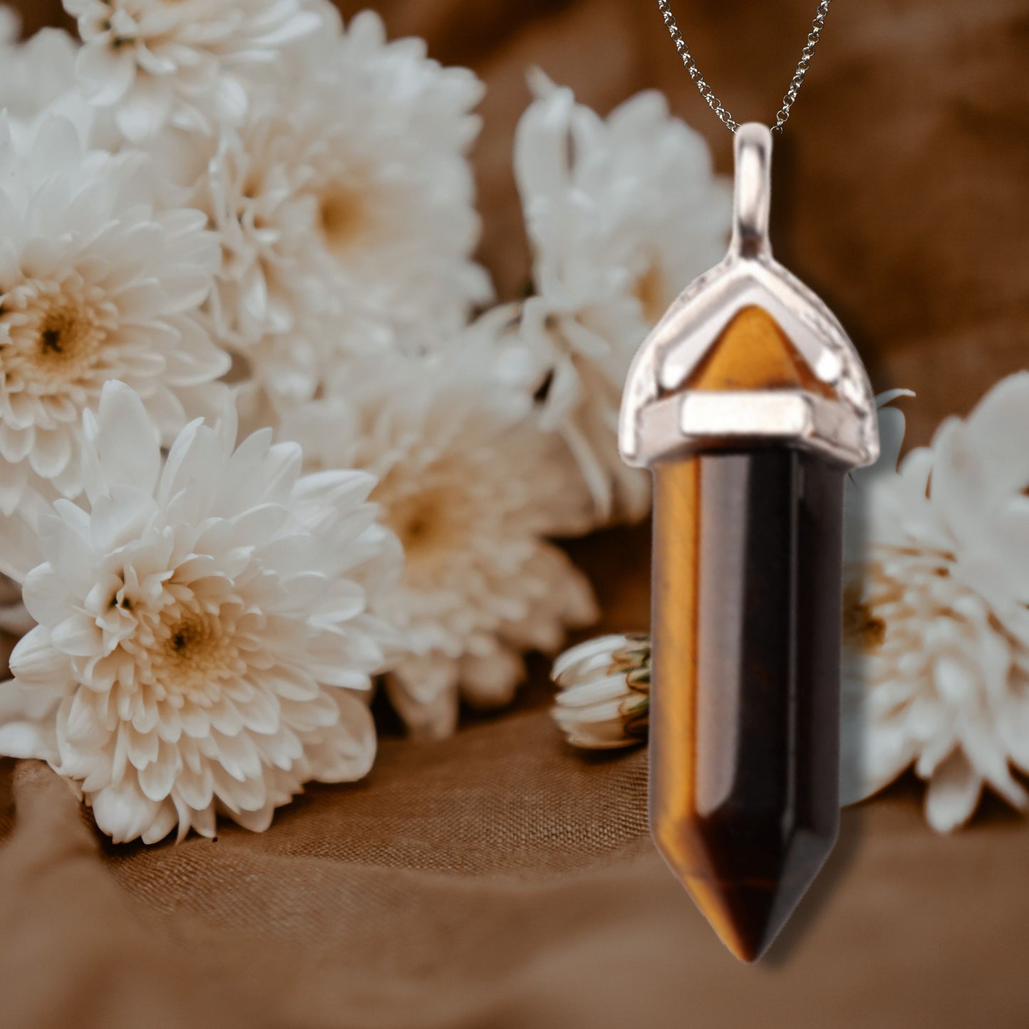 Natural Healing Tiger's Eye Silver Plated Necklace