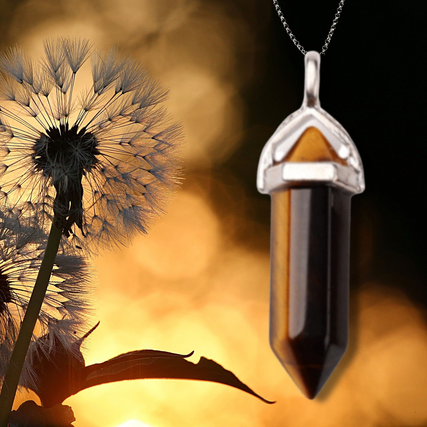 Natural Healing Tiger's Eye Silver Plated Necklace