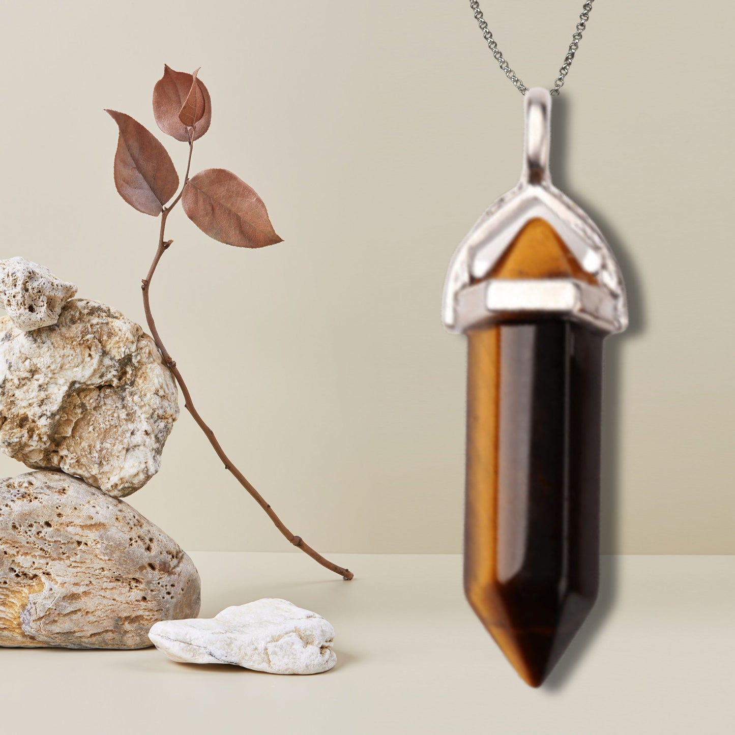 Natural Healing Tiger's Eye Silver Plated Necklace