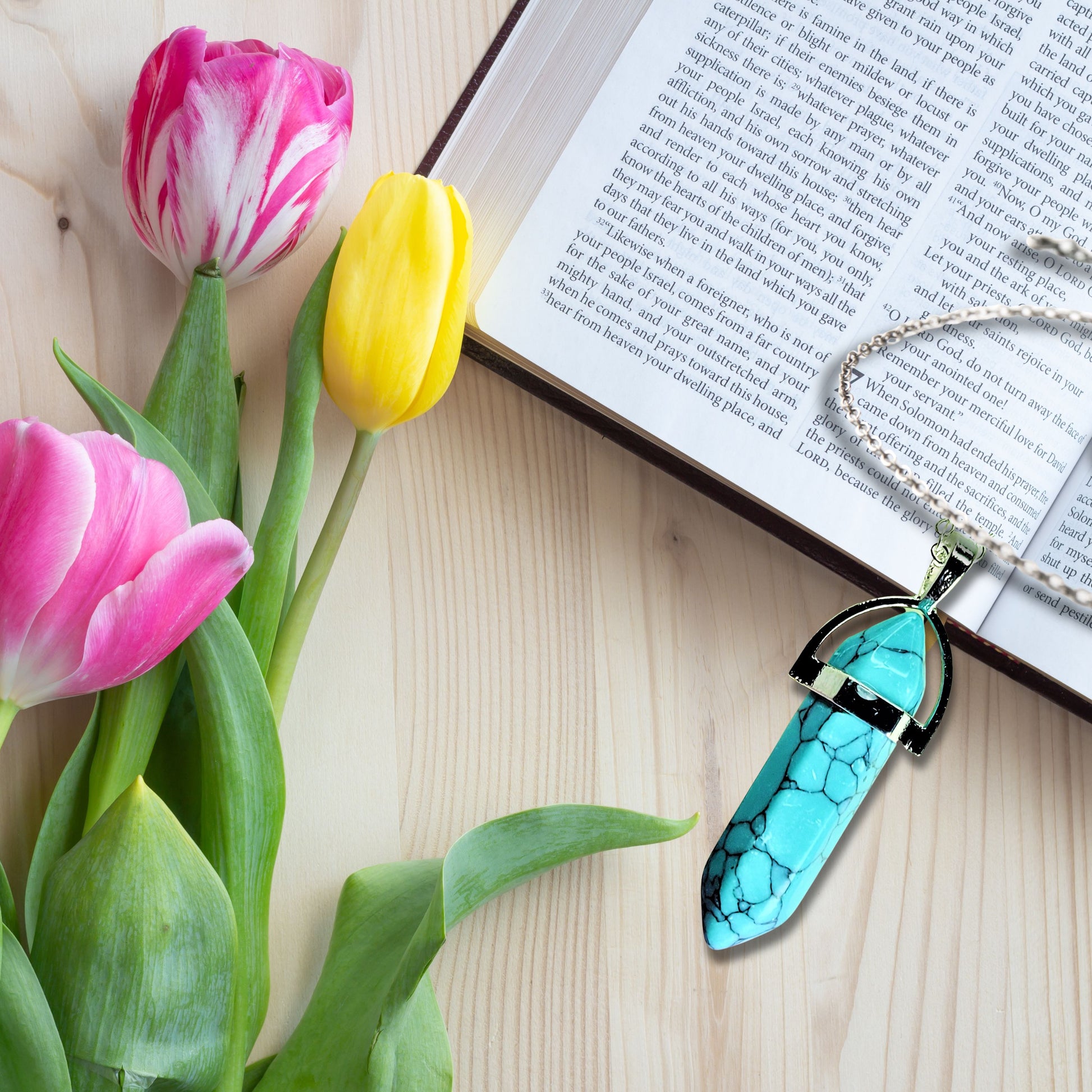 Natural Healing Turquoise Silver Plated Necklace