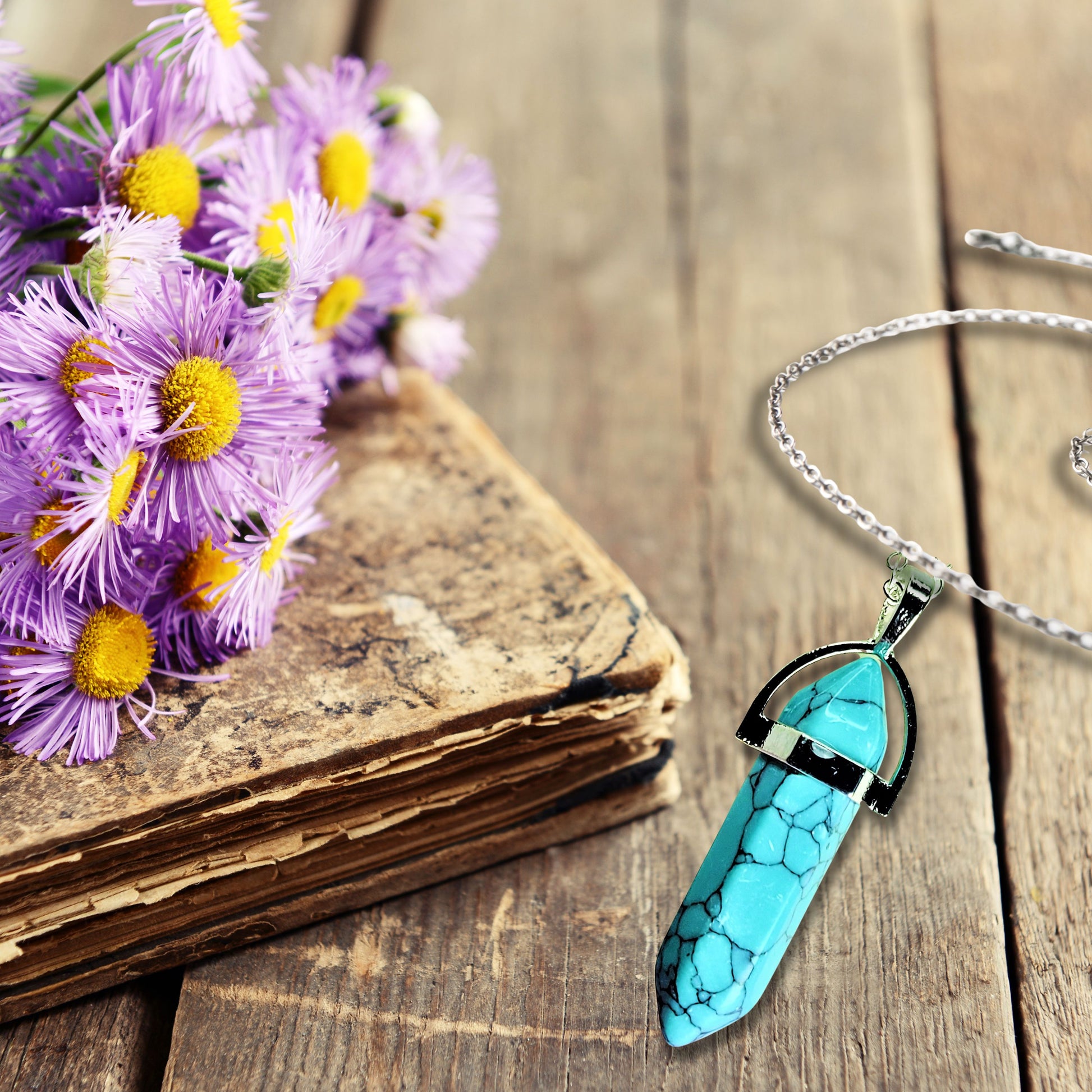 Natural Healing Turquoise Silver Plated Necklace