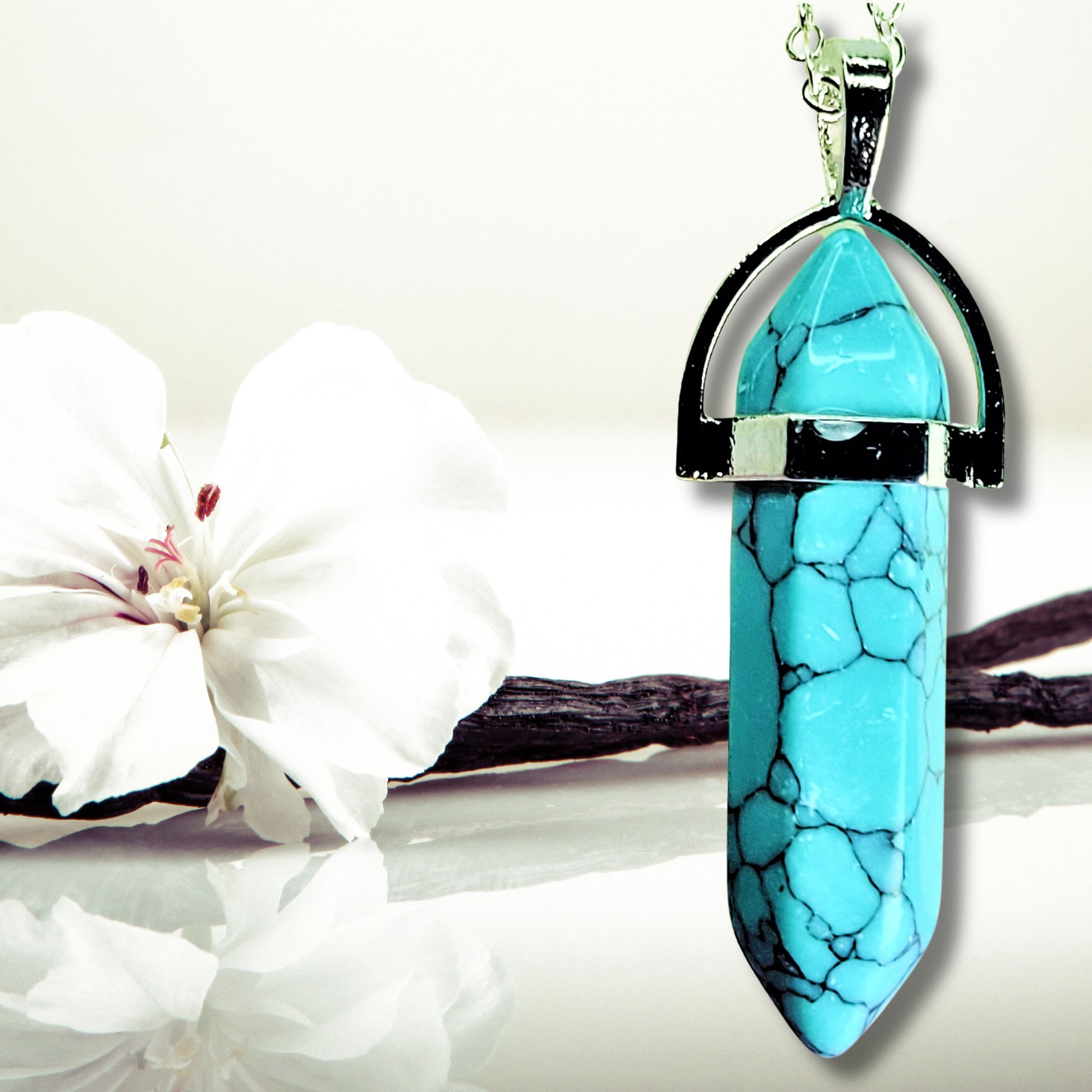 Natural Healing Turquoise Silver Plated Necklace