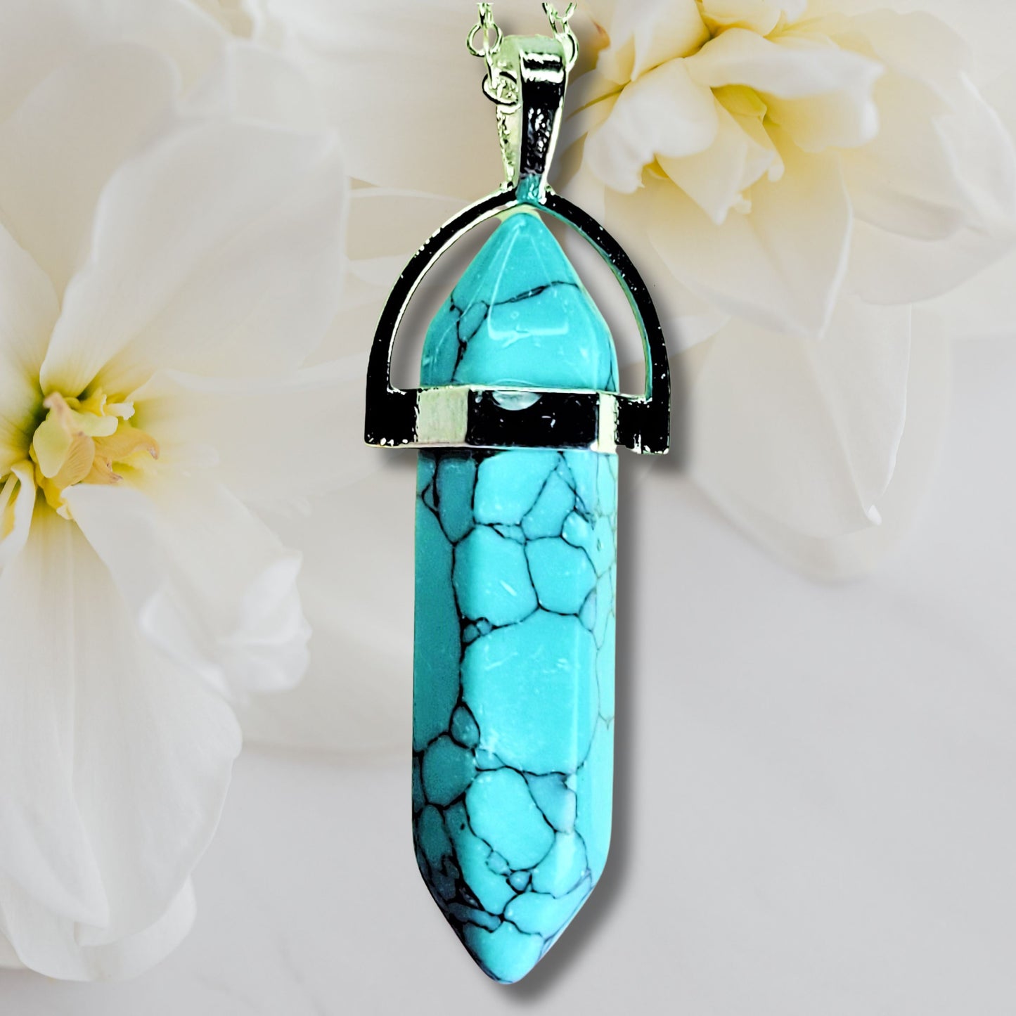 Natural Healing Turquoise Silver Plated Necklace