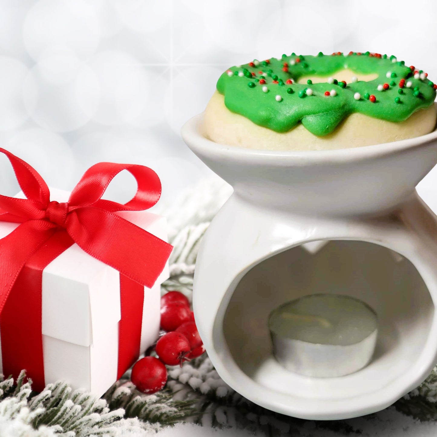 Cafe Delights Christmas Sugar Donut Scented Soy Wax Melt & Warmer Gift Set