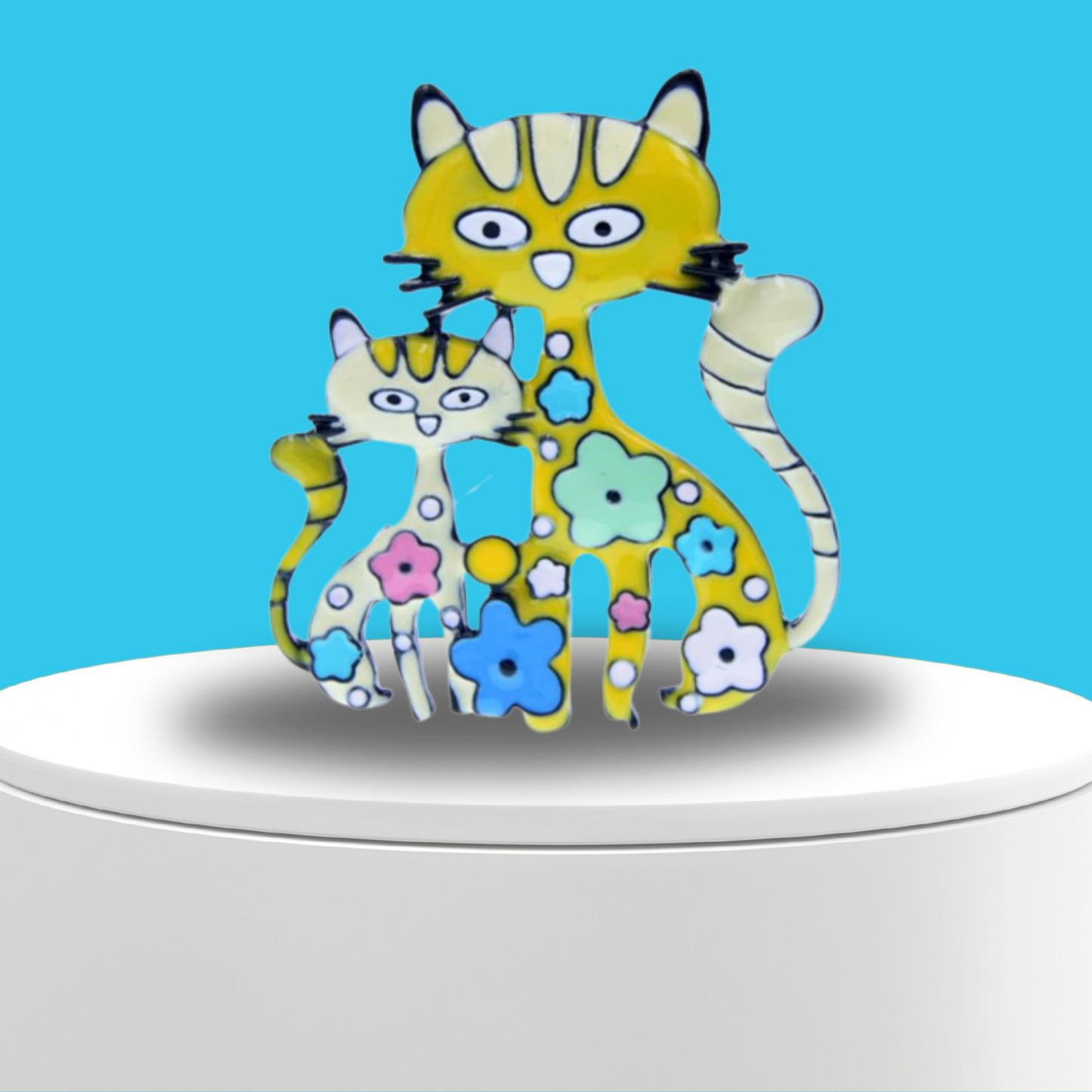 Yellow Cats Statement Brooch