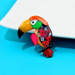 Orange Parrot Multicolored Abstract Art Metal Enamel Fashion Brooch Pin
