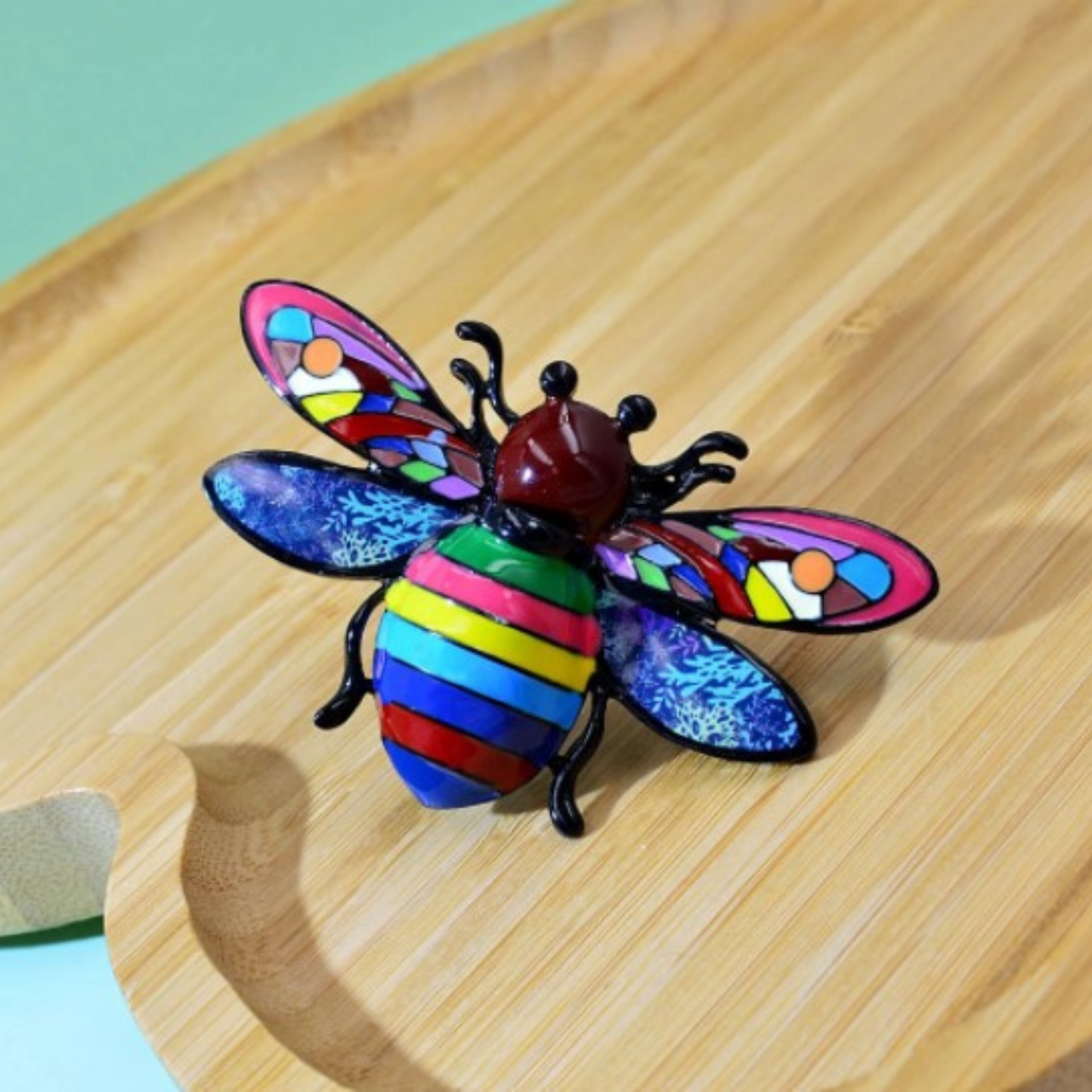 Rainbow Honeybee Abstract Art Multicolored Brooch Pin