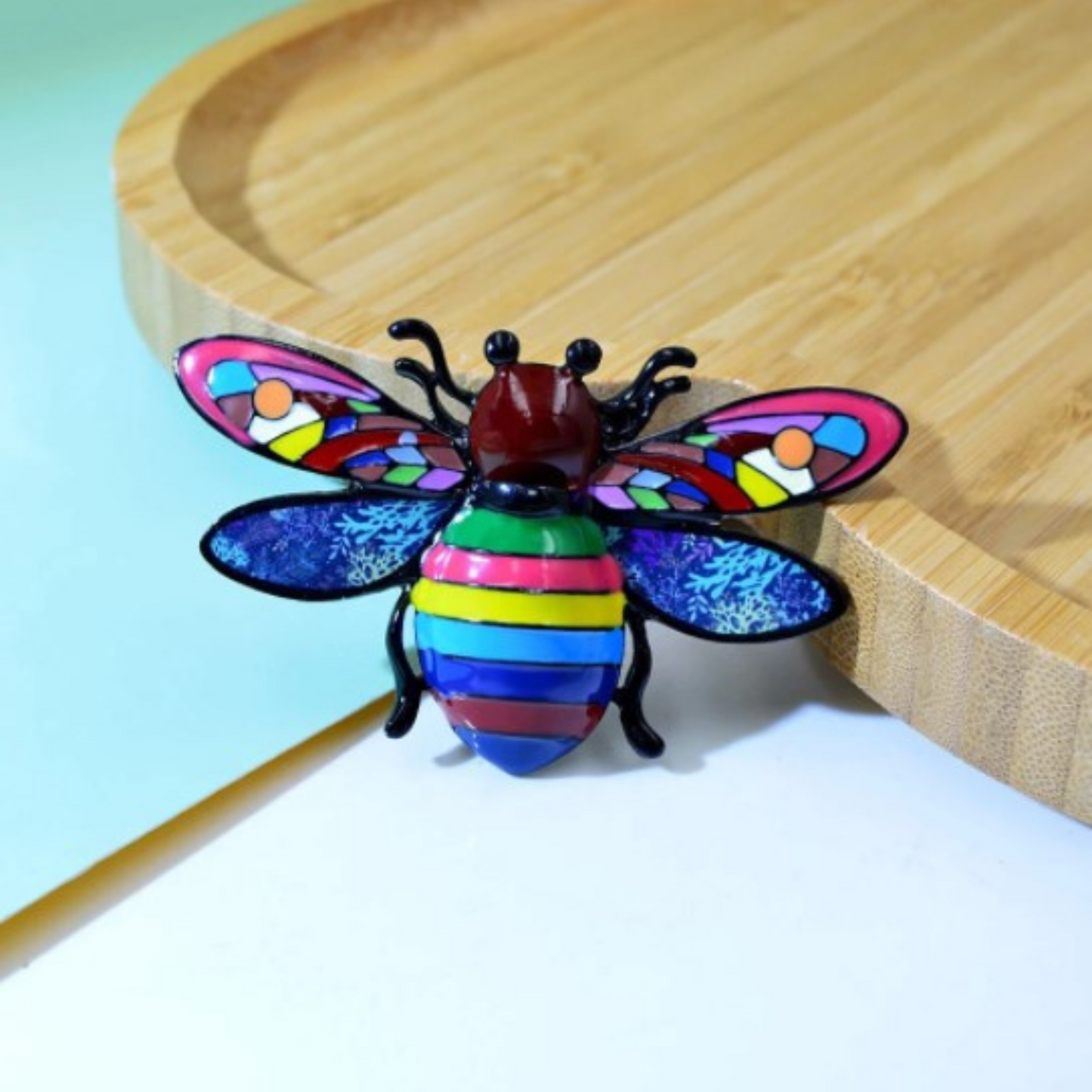 Rainbow Honeybee Abstract Art Multicolored Brooch Pin