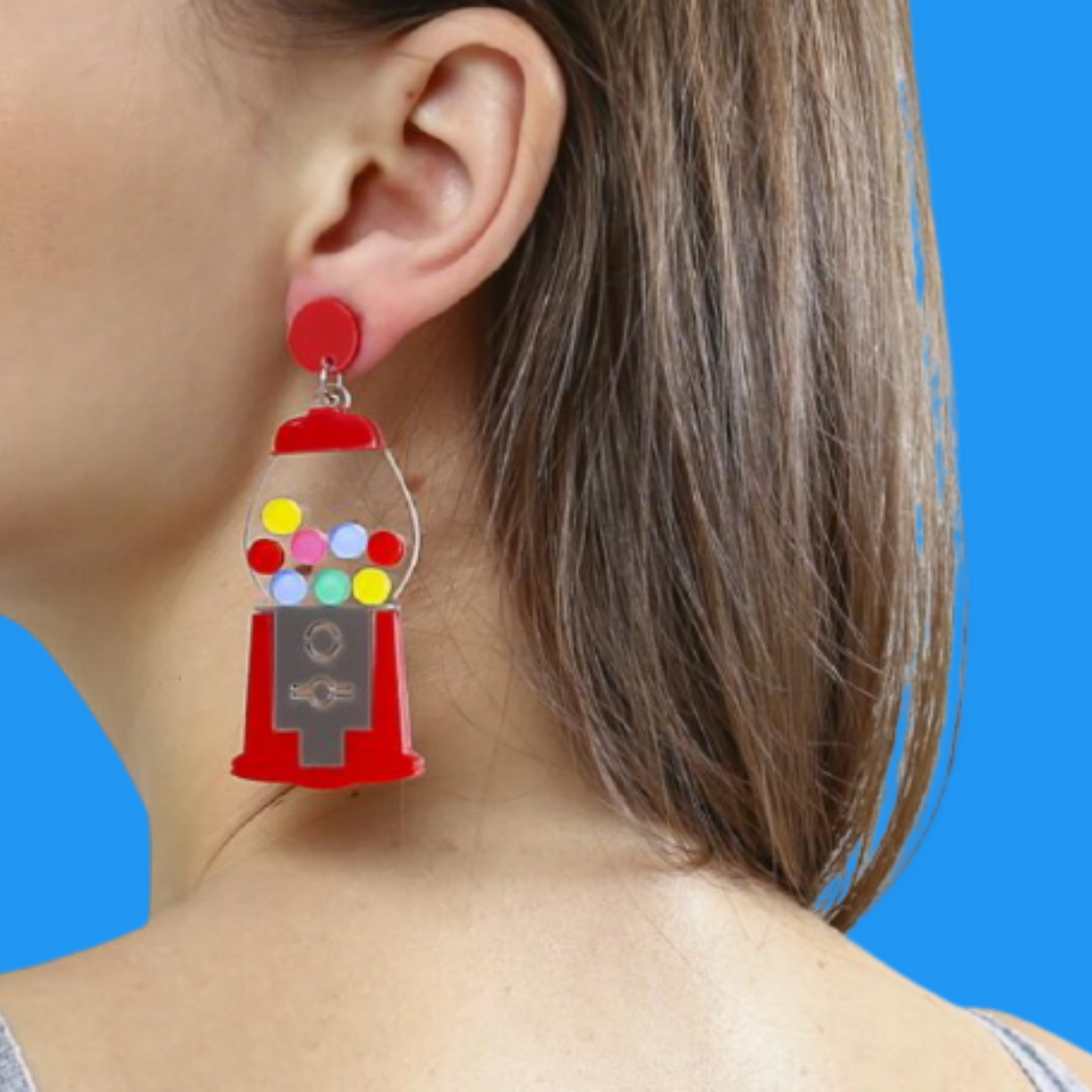 Gumball Machine Retro Multicolored Statement Fashion Earrings