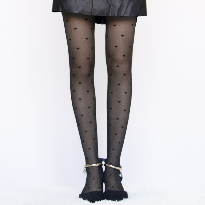 Fashion Pantyhose Black Heart Pattern (One Size Fits All)