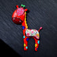 Red Cartoon Giraffe Abstract Art Metal Enamel Fashion Brooch Pin