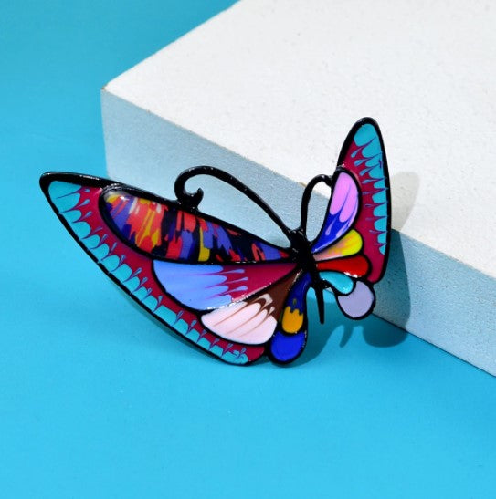 Blue Multicolored Butterfly Metal Enamel Fashion Brooch