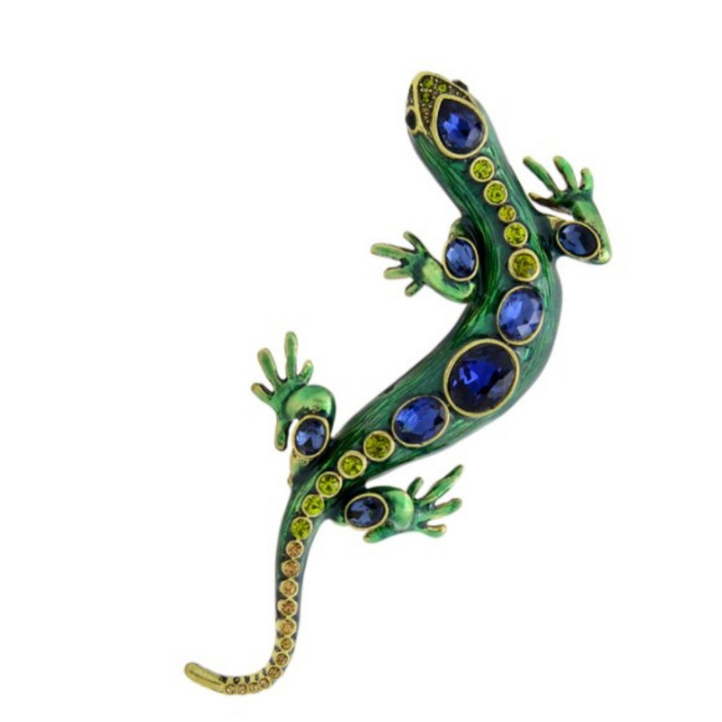Green Crystal Lizard Rhinestones Metal Design Fashion Brooch Pin