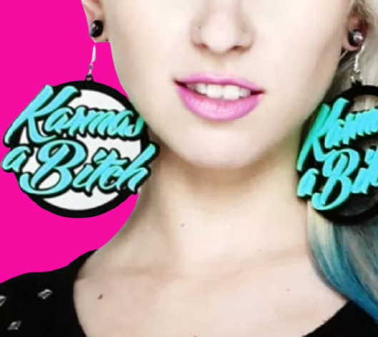 Karma's A B*tch Retro Bold Acrylic Statement Fashion Earrings